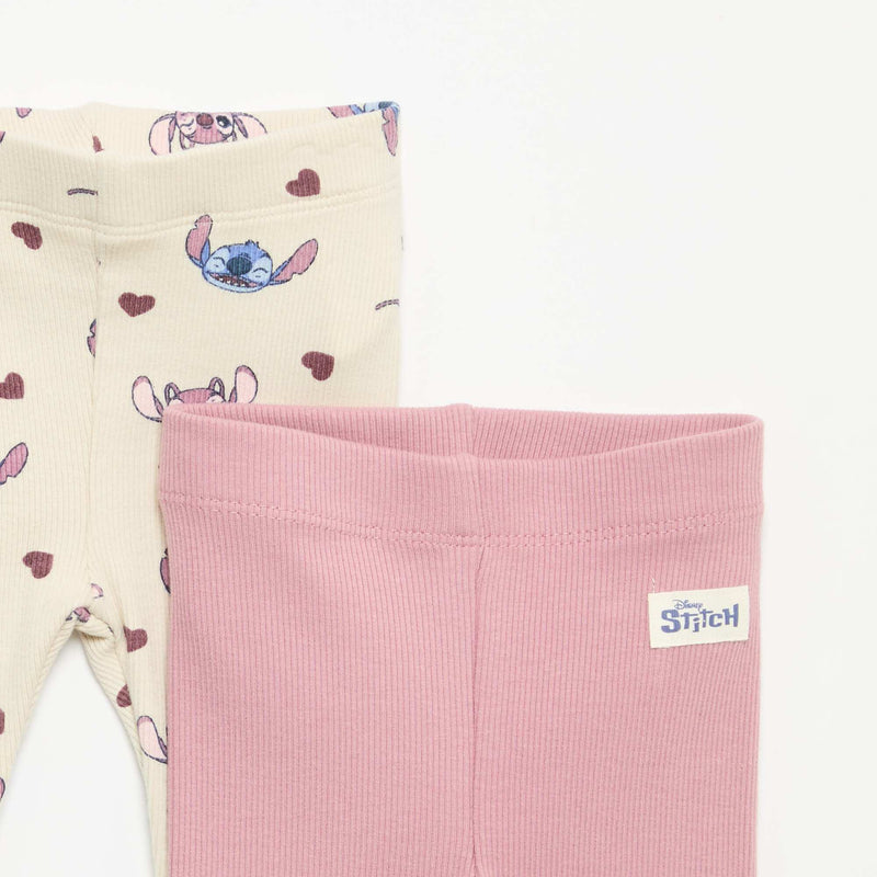 Lot de 2 leggings 'Disney' en maille côtelée