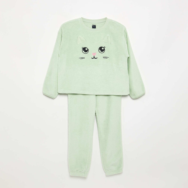 Pyjama 2 pièces en polaire corail - Sweat + pantalon – Vert – Kiabi Maroc