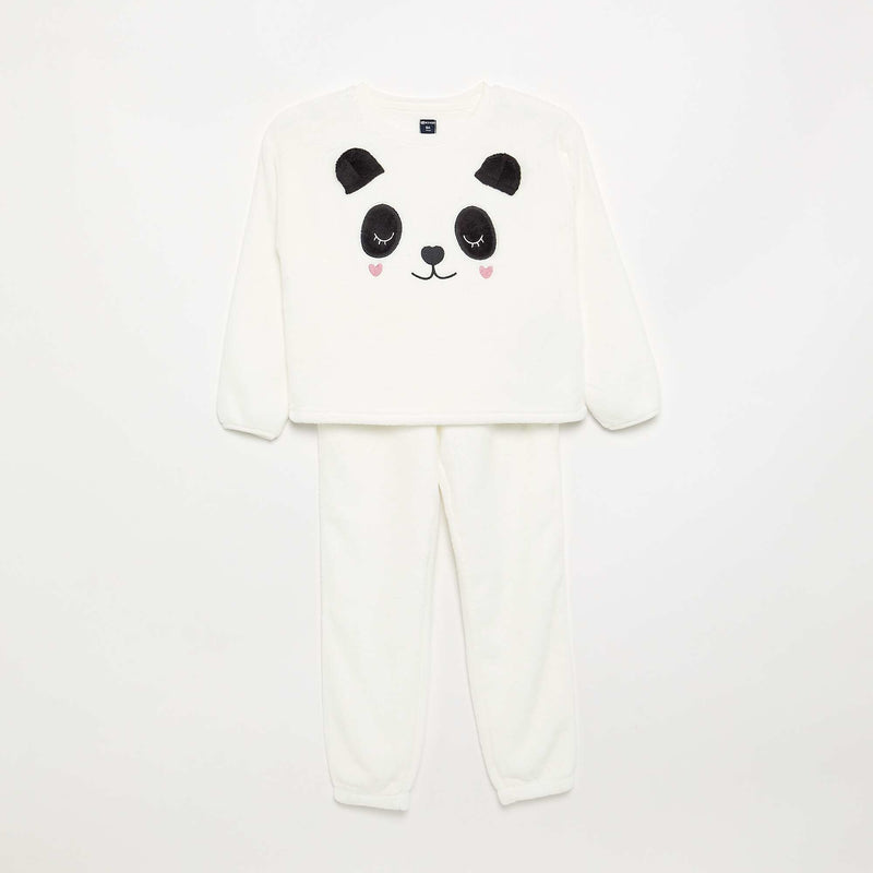 Pyjama 2 pièces en polaire corail - Sweat + pantalon – Blanc – Kiabi Maroc