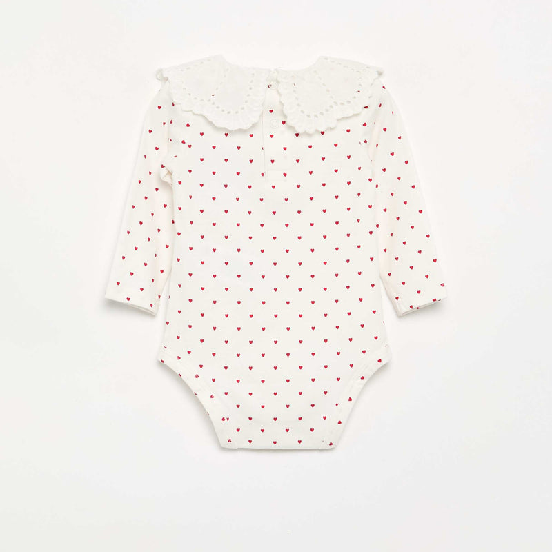 Body imprimé avec col claudine en broderie anglaise