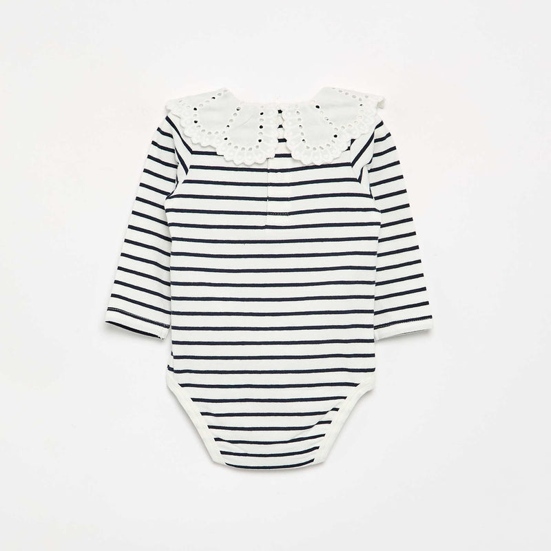 Body imprimé avec col claudine en broderie anglaise