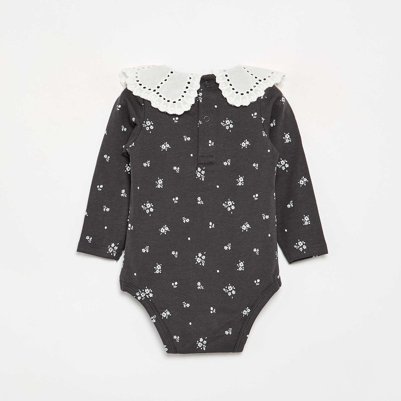 Body imprimé avec col claudine en broderie anglaise