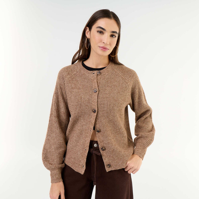 Gilet en maille grosse jauge – Beige – Kiabi Maroc