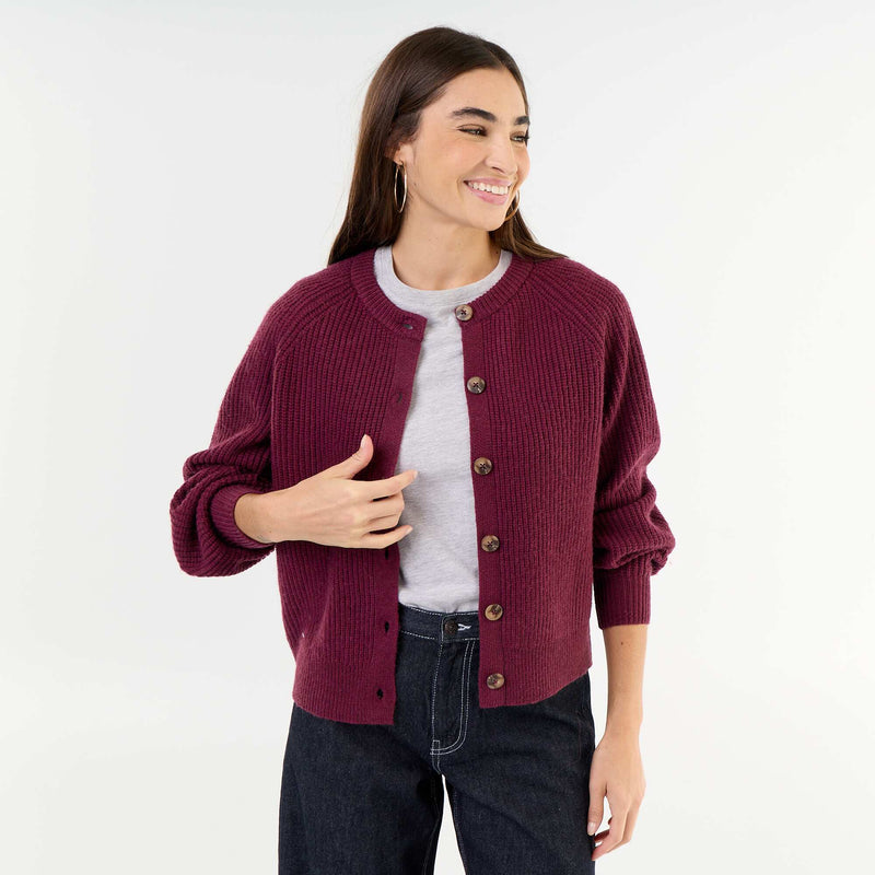 Gilet en maille grosse jauge – Rose – Kiabi Maroc