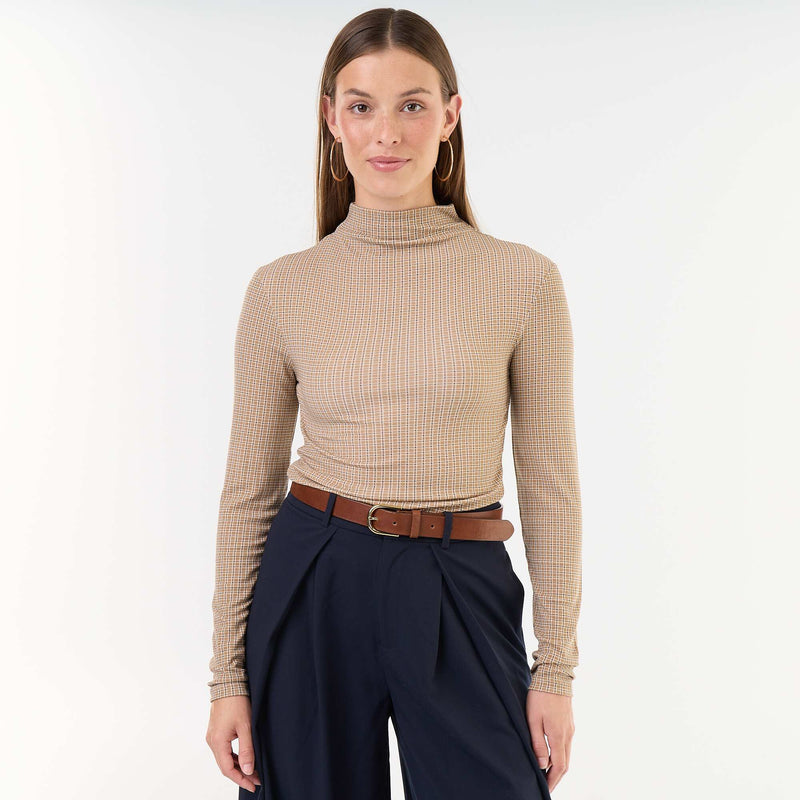 Sous-pull stretch à col roulé – Beige – Kiabi Maroc