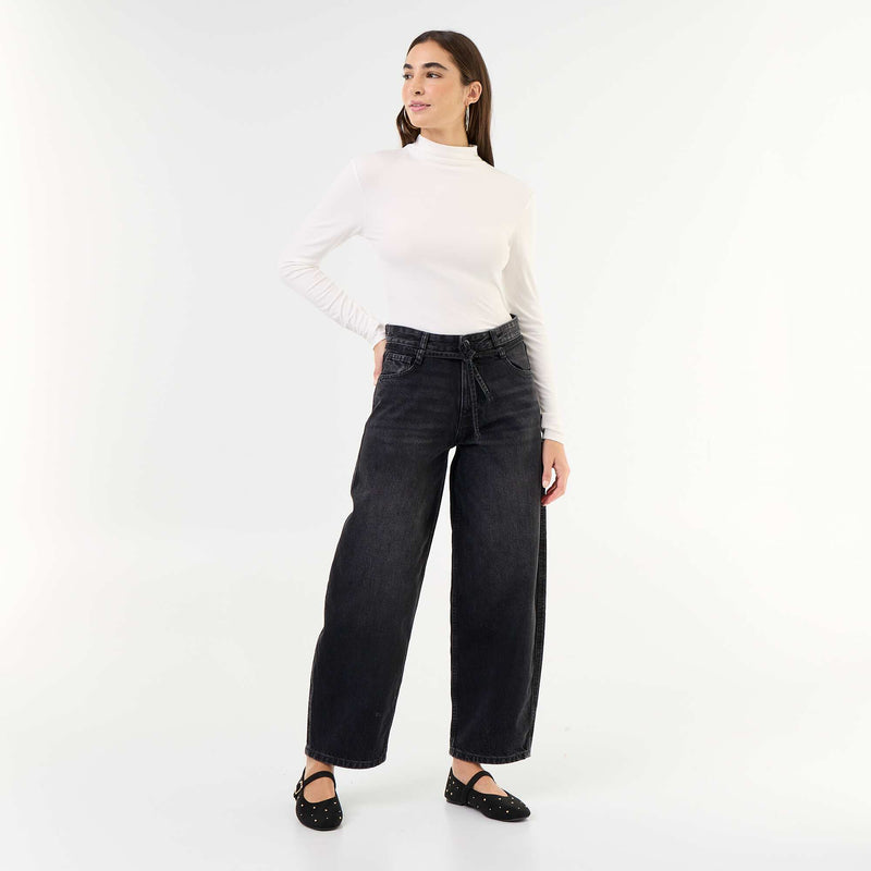 Sous-pull stretch à col roulé – Blanc – Kiabi Maroc