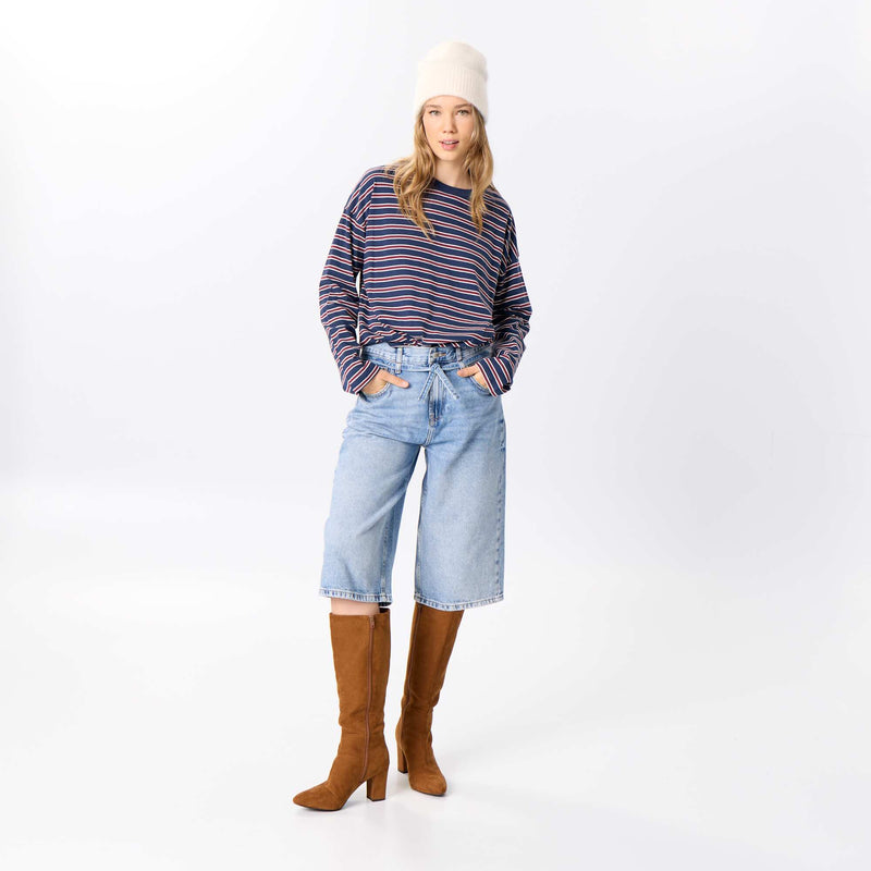 Tee-shirt manches longues rayé – Bleu – Kiabi Maroc