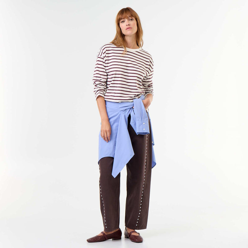 Tee-shirt manches longues rayé – Blanc – Kiabi Maroc