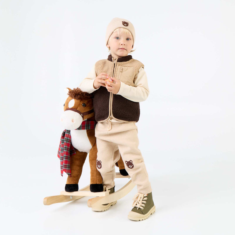 Pantalon en maille uni – Beige – Kiabi Maroc
