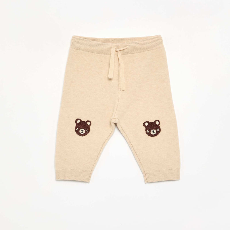 Pantalon en maille uni – Beige – Kiabi Maroc