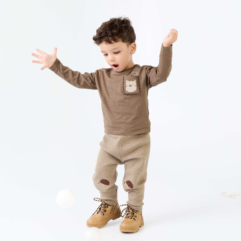 Pantalon en maille uni – Beige – Kiabi Maroc