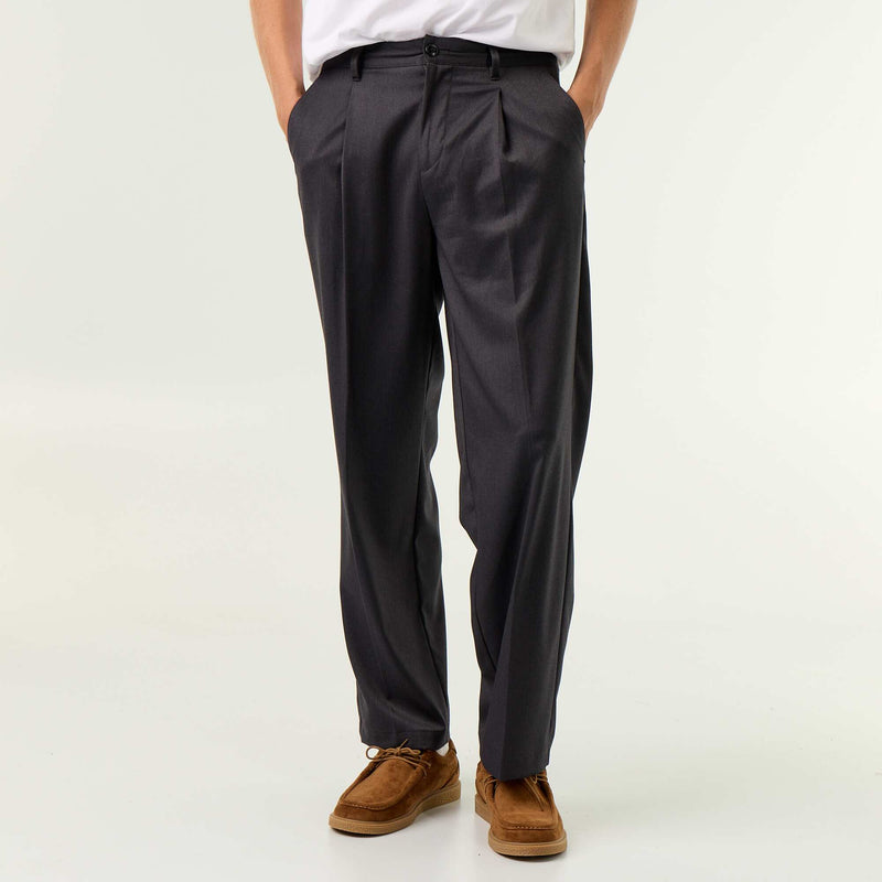 Pantalon large uni – Gris – Kiabi Maroc