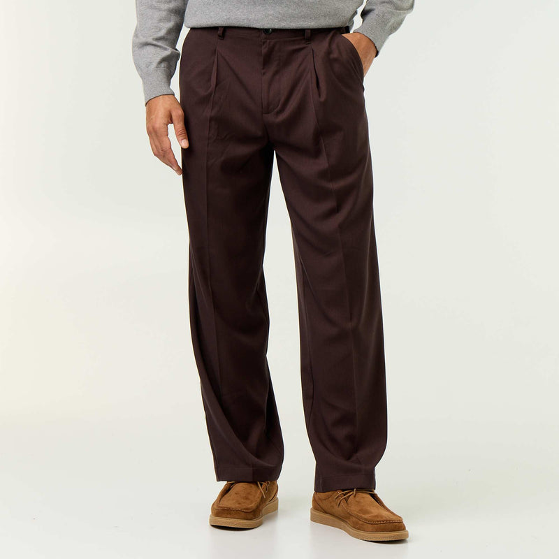 Pantalon large uni – Marron – Kiabi Maroc