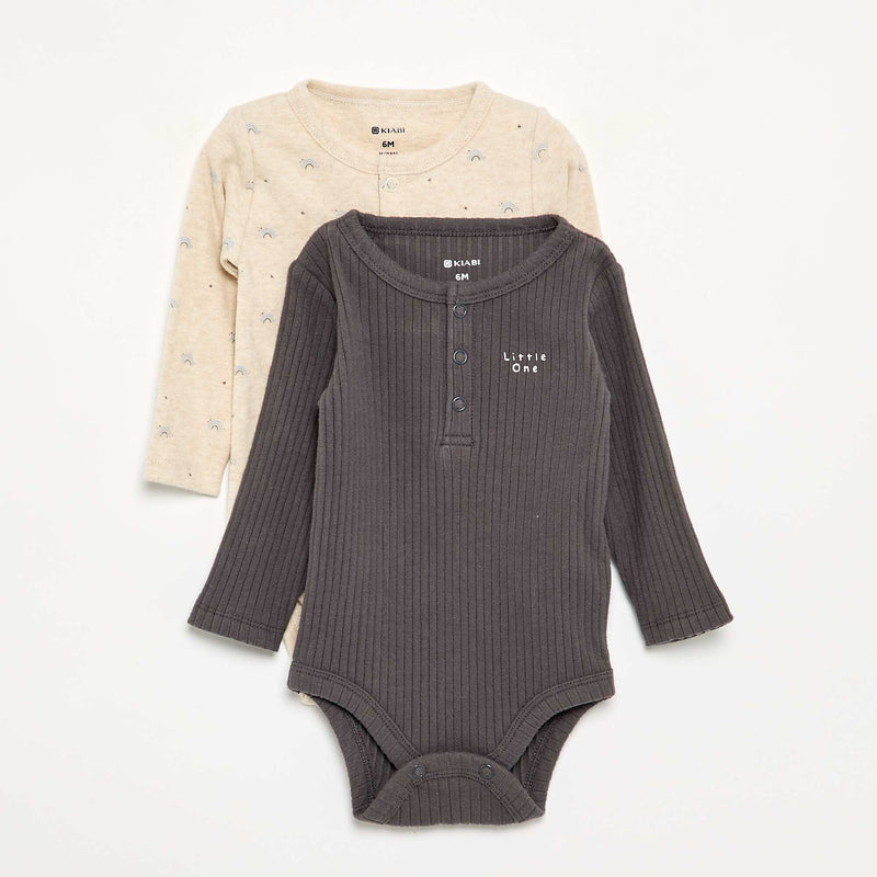 Lot de 2 bodies à manches longues – Beige – Kiabi Maroc