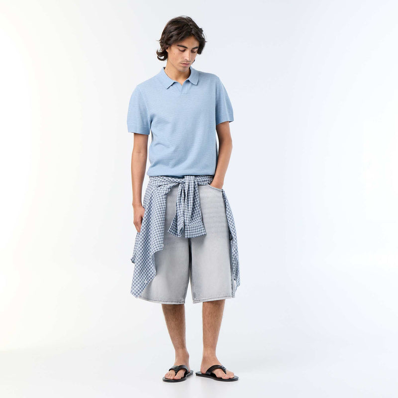 Polo manches courtes à maille ajourée