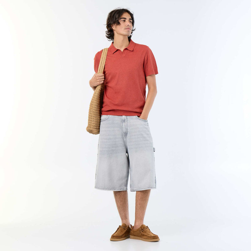 Polo manches courtes à maille ajourée