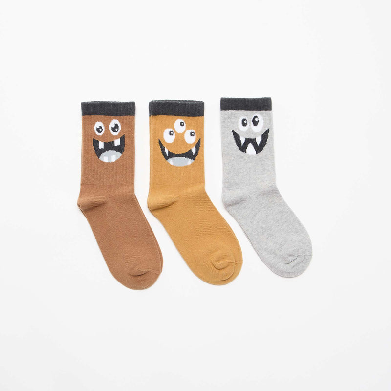Lot de 3 chaussettes montantes 'monstre'