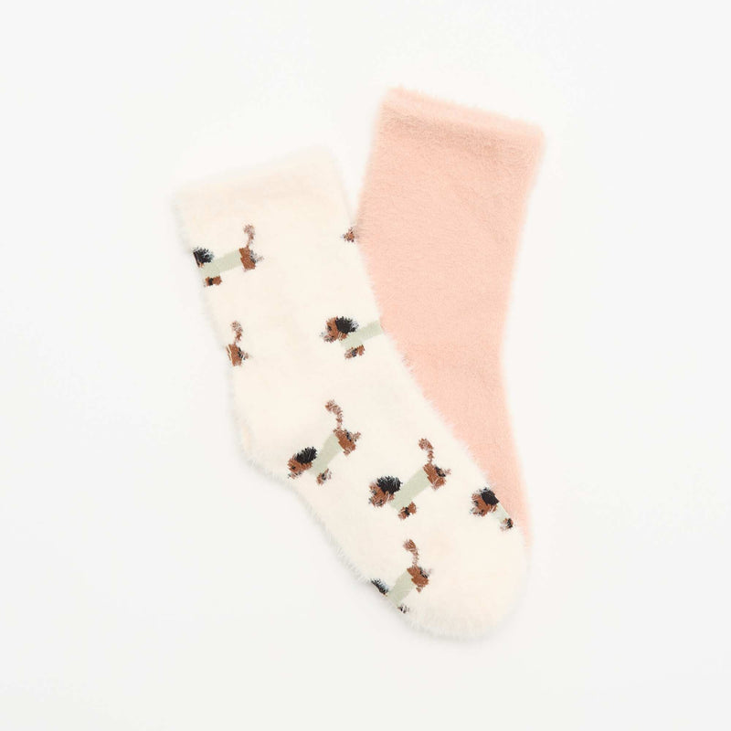 Lot de 2 paires de mi-chaussettes fantaisie – Rose – Kiabi Maroc