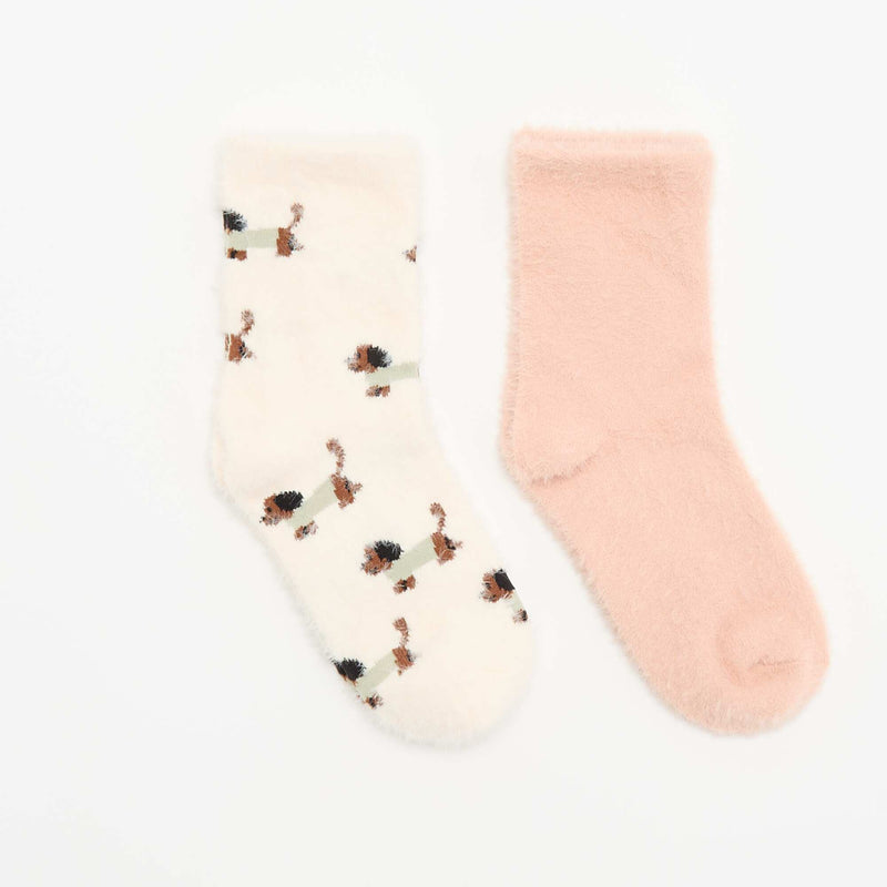 Lot de 2 paires de mi-chaussettes fantaisie – Rose – Kiabi Maroc