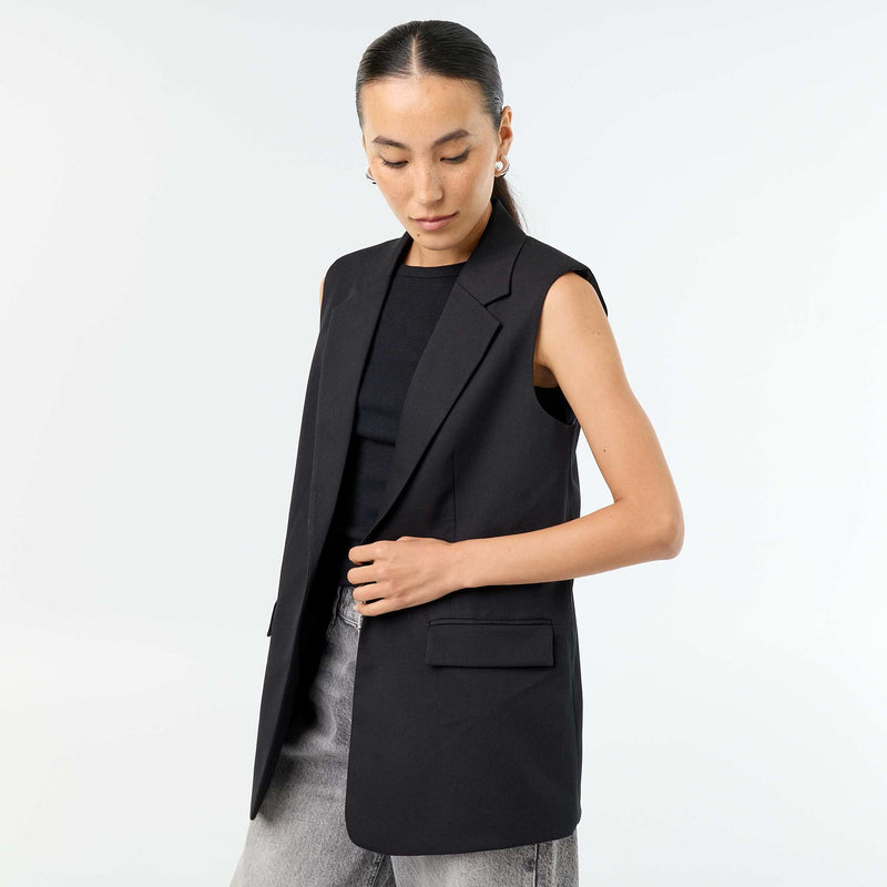 Longue veste sans manches – Noir – Kiabi Maroc