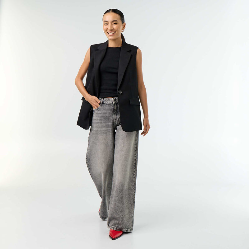 Longue veste sans manches – Noir – Kiabi Maroc