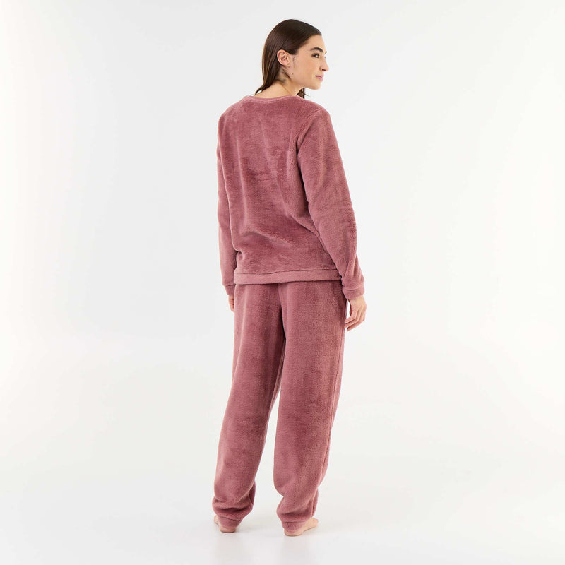 Pyjama long en polaire t-shirt + pantalon - 2 pièces – Rose – Kiabi Maroc