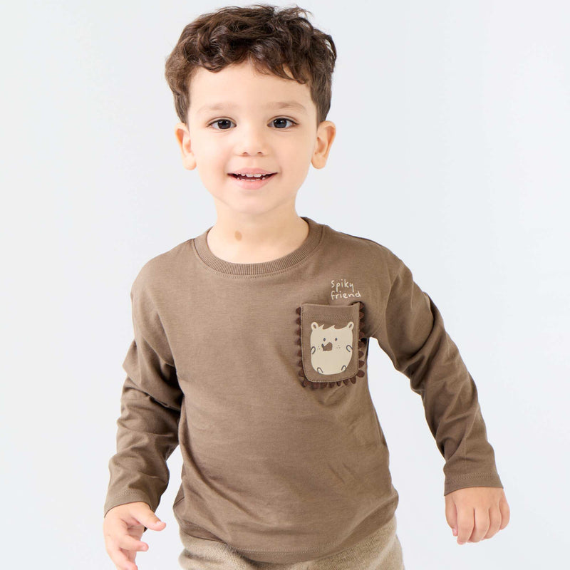 T-shirt à manches longues avec poche animée – Marron – Kiabi Maroc