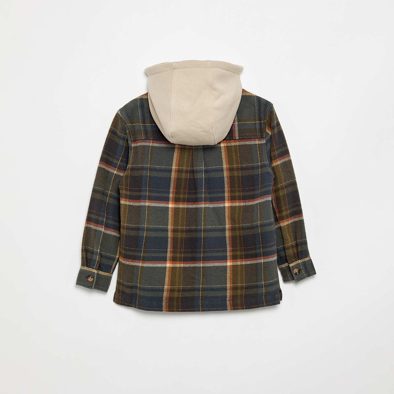 Chemise à carreau en flanelle à capuche