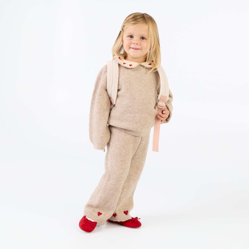 Pantalon en tricot avec broderies – Beige – Kiabi Maroc