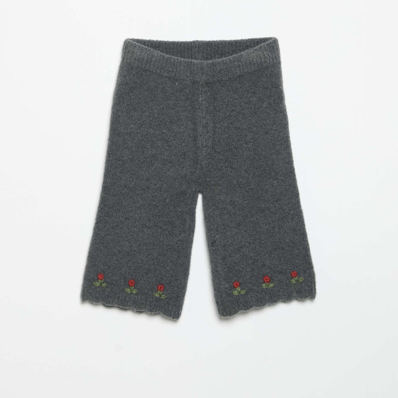 Pantalon en tricot avec broderies – Gris – Kiabi Maroc