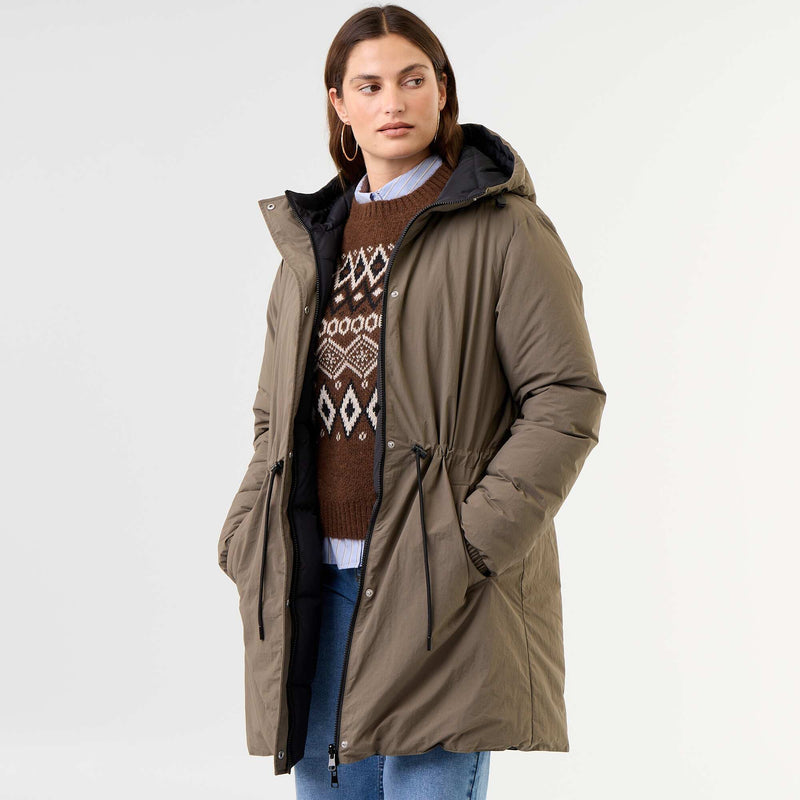 Parka longue réversible – Kaki – Kiabi Maroc