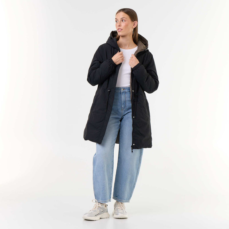 Parka longue réversible – Noir – Kiabi Maroc