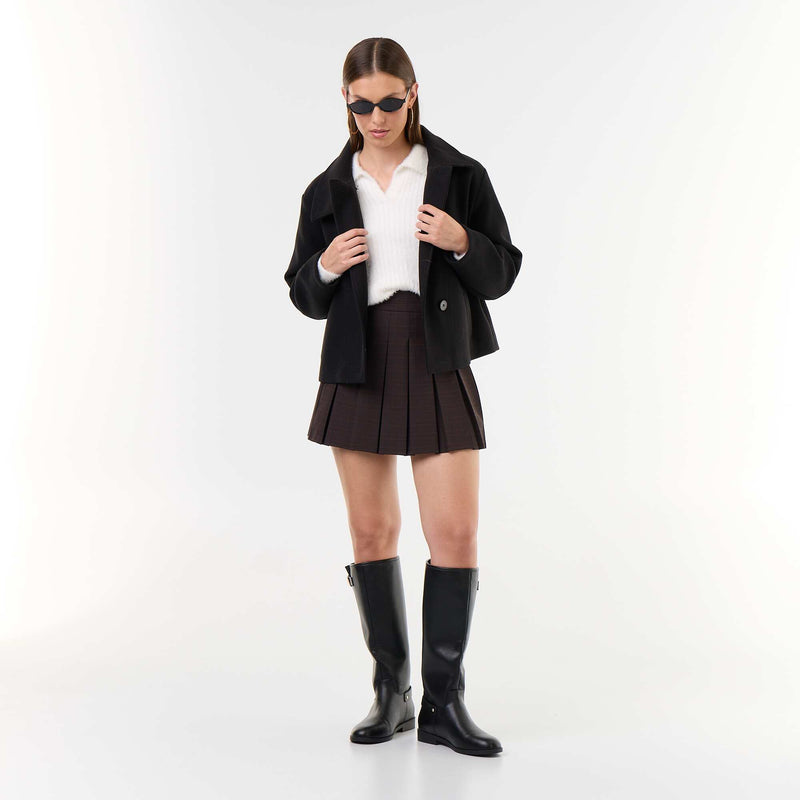 Manteau court effet lainage – Noir – Kiabi Maroc