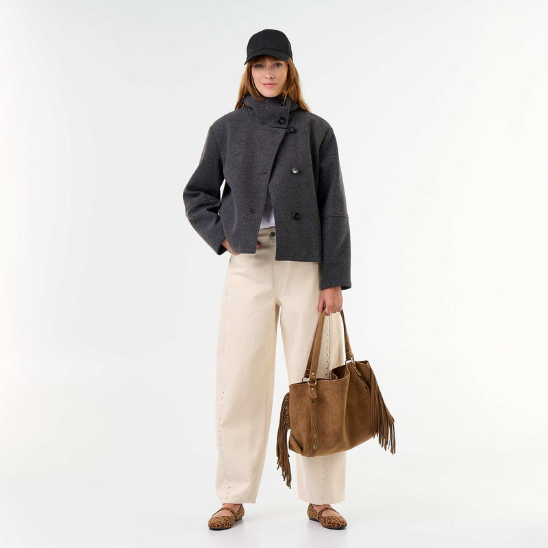 Manteau court effet lainage – Gris – Kiabi Maroc