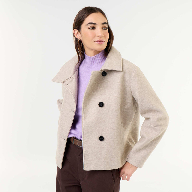 Manteau court effet lainage – Beige – Kiabi Maroc