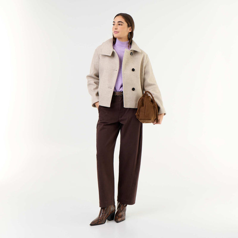 Manteau court effet lainage – Beige – Kiabi Maroc