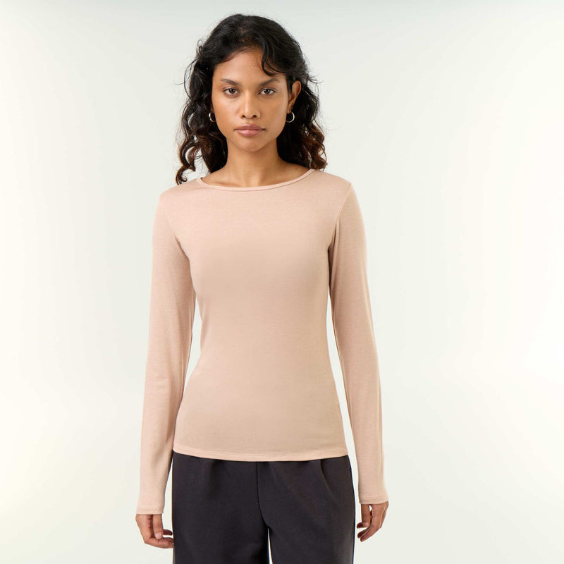 T-shirt manches longues laine mélangée – Rose – Kiabi Maroc