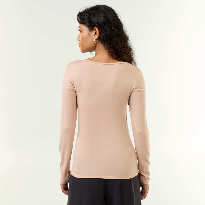 T-shirt manches longues laine mélangée – Rose – Kiabi Maroc