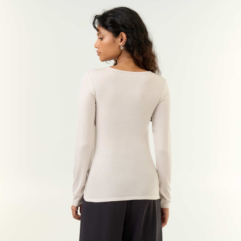 T-shirt manches longues laine mélangée – Gris – Kiabi Maroc