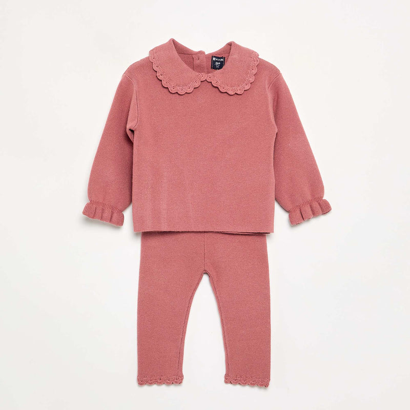Ensemble sweat + legging en maille compact - 2 pièces – Rose – Kiabi Maroc