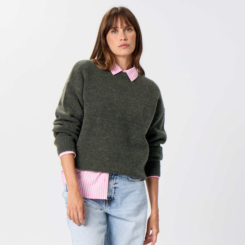 Pull en maille grosse jauge – Vert – Kiabi Maroc