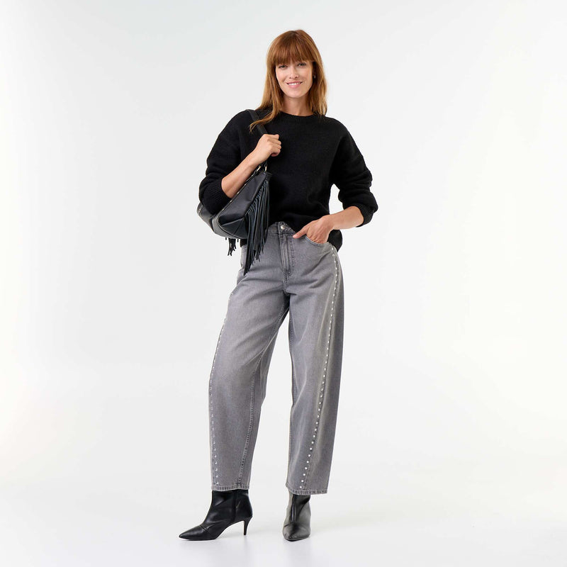 Pull en maille grosse jauge – Noir – Kiabi Maroc