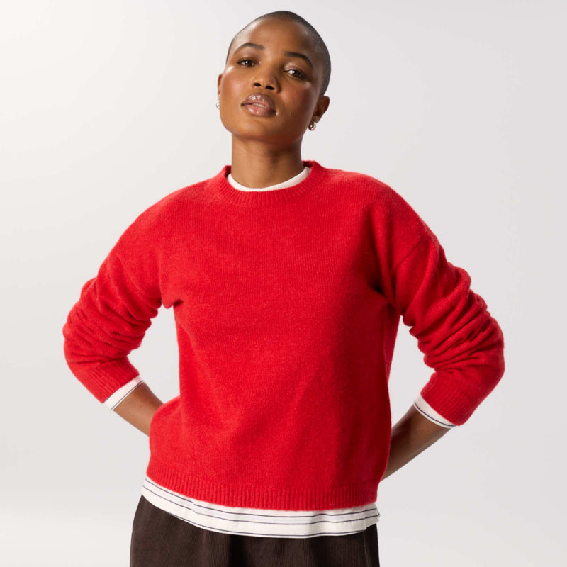 Pull en maille grosse jauge – Rouge – Kiabi Maroc