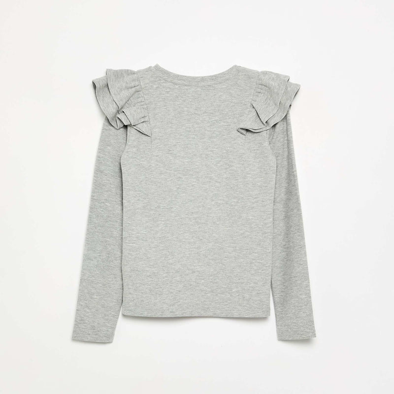 T-shirt à manches longues en maille côtelée