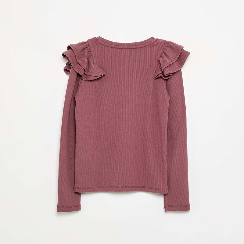 T-shirt à manches longues en maille côtelée