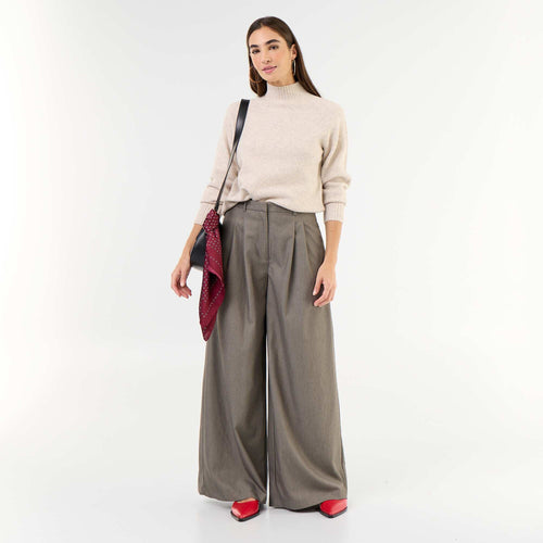 Pantalon large taille haute