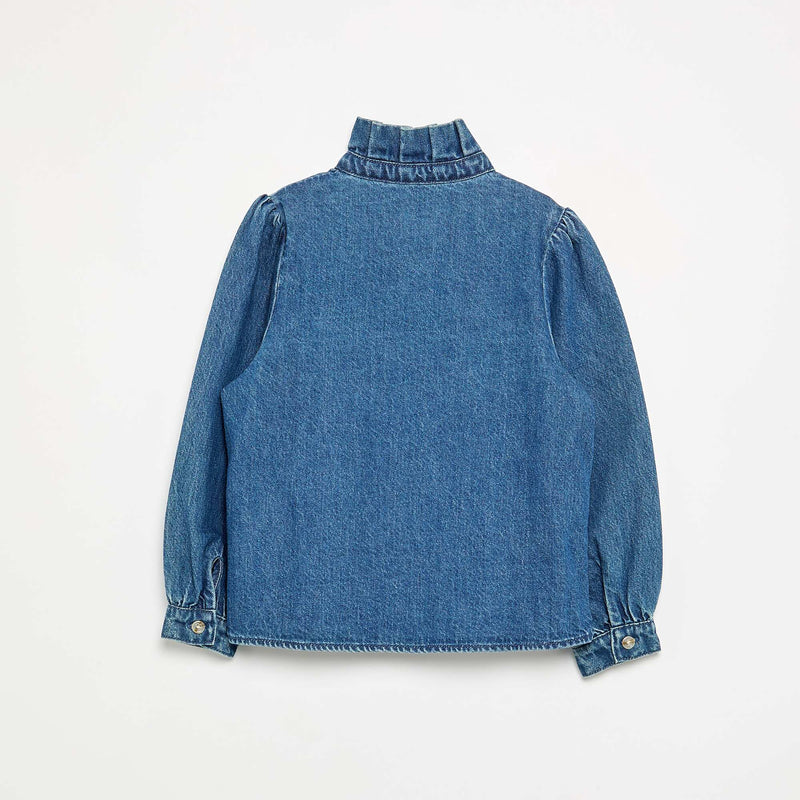 Chemisier denim avec col montant volanté – Kiabi Maroc