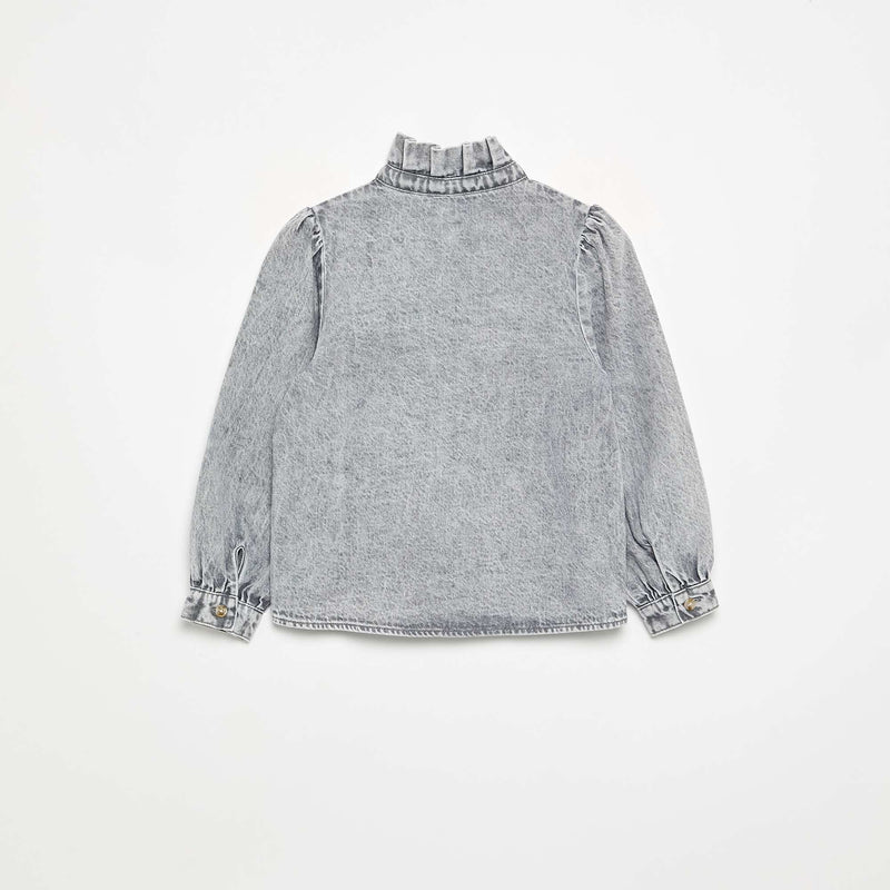 Chemisier denim avec col montant volanté – Kiabi Maroc