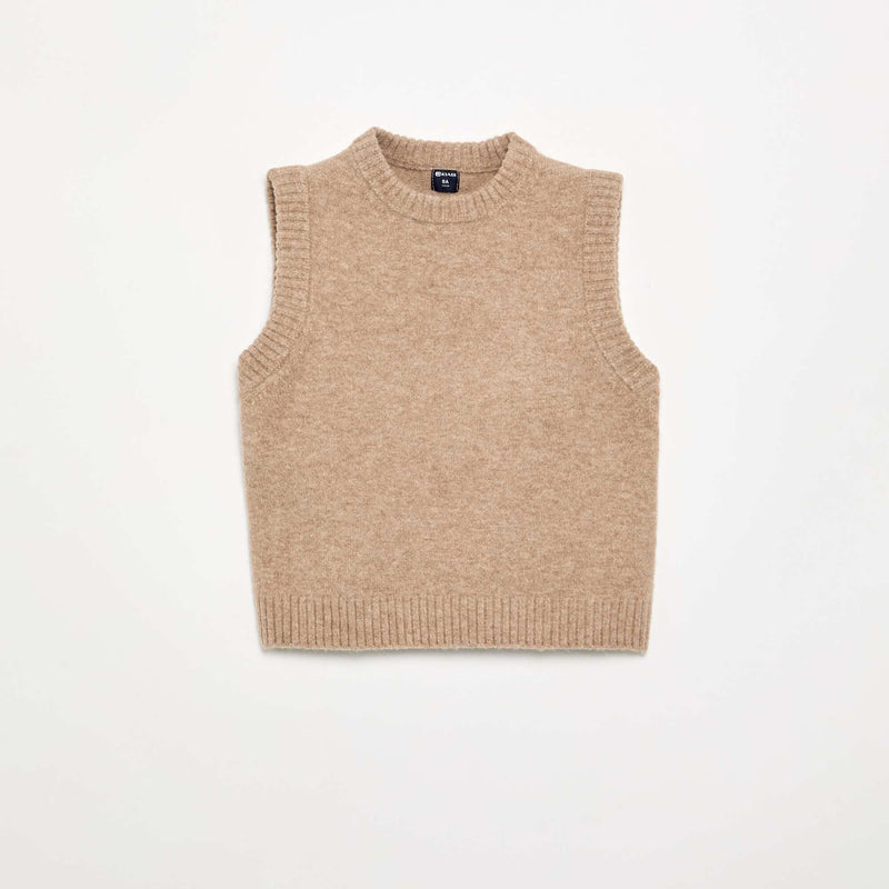Pull uni sans manches – Beige – Kiabi Maroc