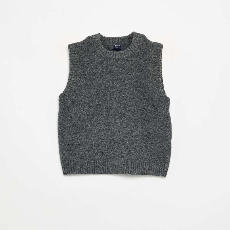 Pull uni sans manches – Gris – Kiabi Maroc